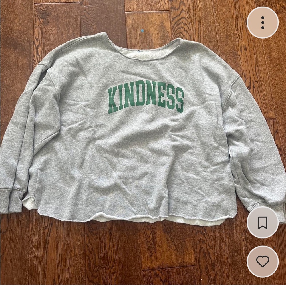 kindness crewneck neck, sleeves and bottom cut off